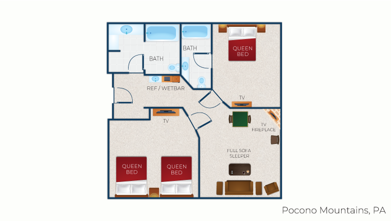 The floor plan for the Grizzly Bear Suite